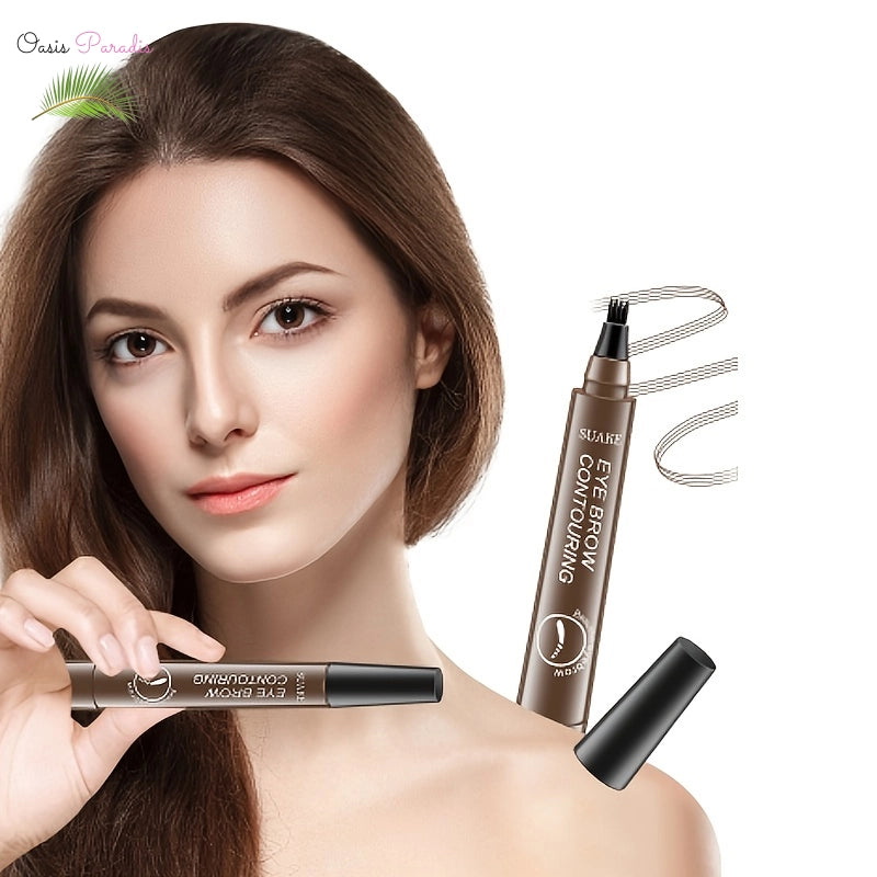 Long-Lasting 5-Color Eyebrow Pen with Brush for Natural Shaping and Waterproof Tint