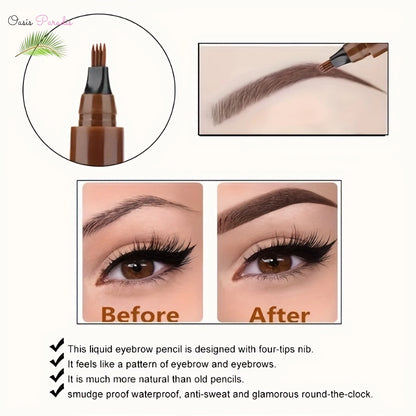 Long-Lasting 5-Color Eyebrow Pen with Brush for Natural Shaping and Waterproof Tint