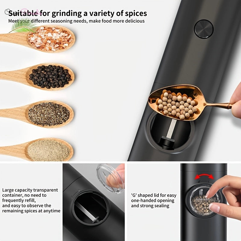 Electric Pepper and Salt Grinder Set for Convenient Seasoning in the Kitchen and Outdoors