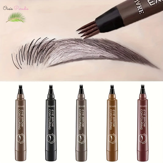 Long-Lasting 5-Color Eyebrow Pen with Brush for Natural Shaping and Waterproof Tint